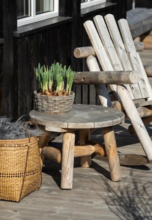 Canadian Outdoor Log Rundt Sidebord Ø60cm