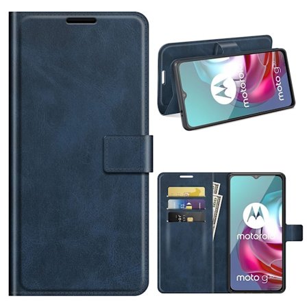Hållbart konstläder Motorola Moto G30 / Motorola Moto G10 fodral med plånbok - Blå
