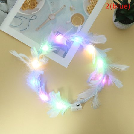 LED Feather Wreath Crown Light-Up lysende hovedbeklædning til piger