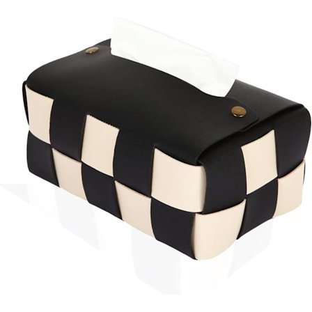 Tissue Box Cover, Rectangular Tissue Box Holder, Modern PU Leather, Stylish Diamond Pattern for Living Room, Decorative Shelf
