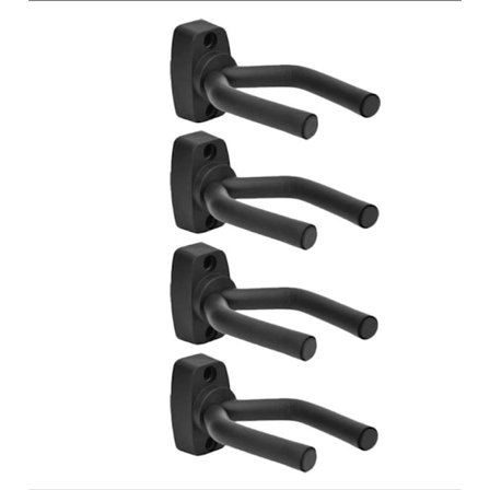 Set med 4 akustiska gitarr-, ukulele-, bas-, mandolin- och banjoväggfästen - Svarta vägghängare