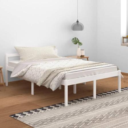 Vidaxl Sängram Vit Massiv Furu 140x200 Cm Vit