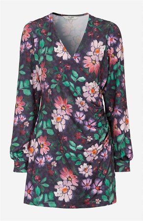 Cellbes of Sweden - Mønstret jerseytunika i grå / blomstret til damer i størrelse 34/36