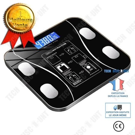 Kroppsviktsbalans - TD - Bluetooth - 180 kg - Multifunktionell - Svart glas