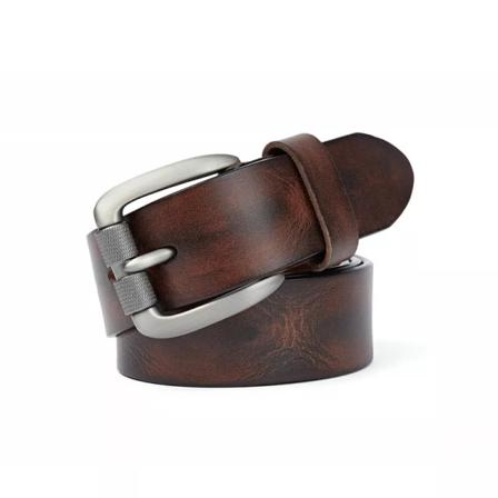 MEDYLA Mode för män Bälte Topp Naturligt läder Stabilt spänne Herr Vintage Bälte Lämpligt för jeans Casual Byxor Cummerbund Brown 115CM