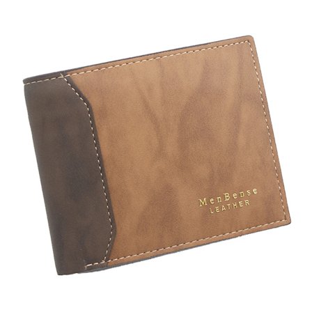 Herr konstläder liten plånbok Kontrastfärg korthållare med dragkedja myntväska