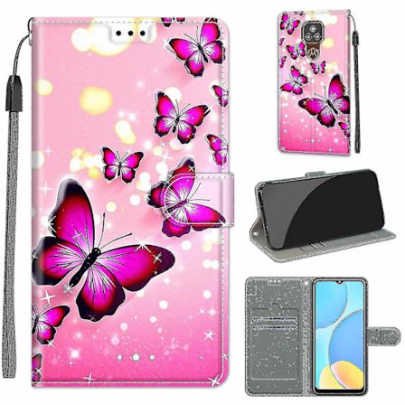 Motorola Moto E7 Pink Butterfly Magnetic Case