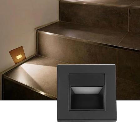 LED-trinnlampe, innfelt trappelys for trappegangskorridorbelysning, varmt hvitt lys 85‐220V svart