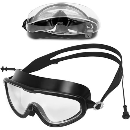 Bredvinkel, klare, anti-dugg, vanntette svømmebriller med