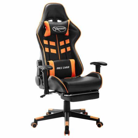 Vidaxl Gamingstol Med Fotstöd Svart Och Orange Konstläder Multifärg