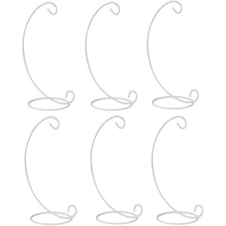 (6 stk.) Ornament Display Stand, Hvidt Jernophængs Stativholder Til Crday Hængende Glasgave