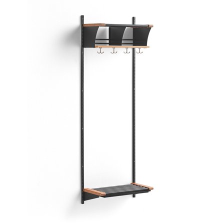 Garderobenschrank JEPPE mit 2 Fächern, Grundelement, 1790x600x310 mm, Dunkelgrau/Eiche