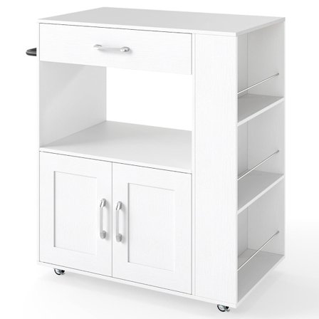 Liikuteltava keittiökärry työtasolla, laatikolla ja pyyhetelineellä