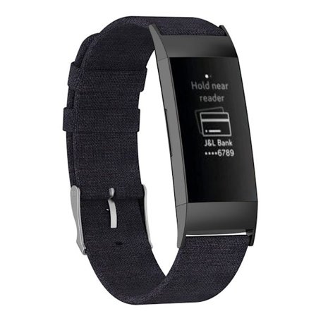 Fitbit Charge 3 snyggt klockarmband i canvas - Svart
