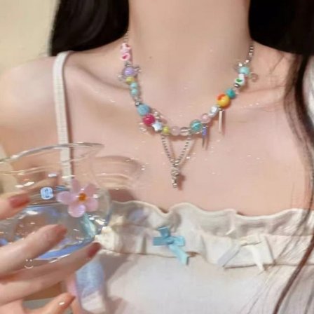 Färgglada hänge halsband Candy nyckelbenskedja 01 01