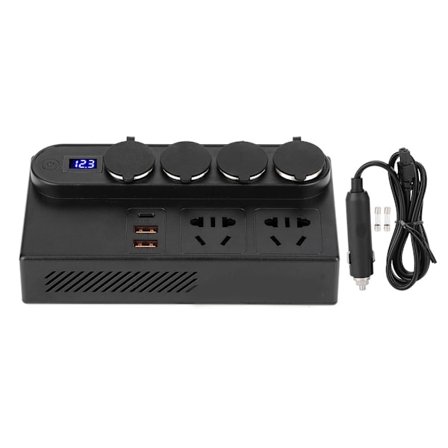 200 W:n auton invertteri 12–24 V - 220 V 7USB-pikalaturi jännitteen tehomuunnin
