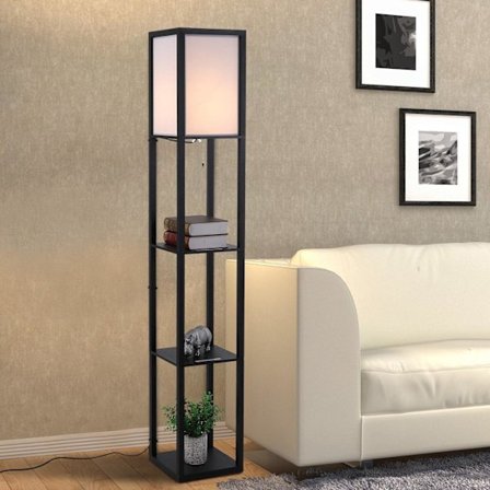 Rootz golvlampa - svart - konstruerat trä, tyg - 10,23 cm x 10,23 cm x 62,99 cm