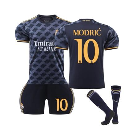 (Real Madrid 2023/24 bortatröja Modric No.10 Fotbollströja Set 16(90-100CM)