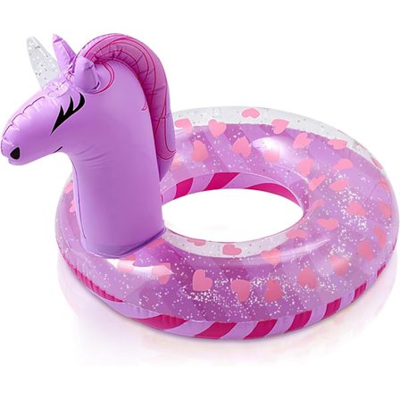 22 tommer enhjørning oppustelige flydende ringe til børn, piger enhjørning oppustelige poolringe med glitter til børns svømmebassin vandsport-yux