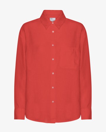 Linen Oversized Shirt - Red Tangerine M
