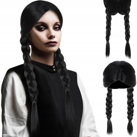 Wednesday Parykk med Fletter – Addams Black