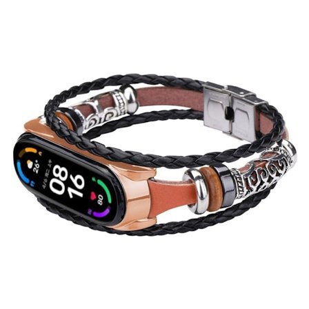 Xiaomi Mi Smart Band 6 / 5 klockarmband i retrostil - Brun / Guld