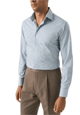Eton Mönstrad Signature Twill-skjorta Slim Fit Skjortor Herr Blå 40