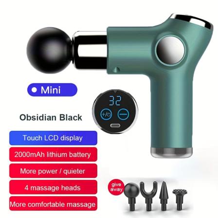 Högfrekvent minimassagepistol för fitness - 32 hastigheter, djupvävnadsmassageapparat för slagverk med LCD-skärm Green