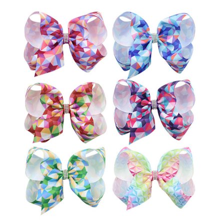 6 st 15 cm Färgglada Rosett Hårspännen Flickor Rosetter Stora Grosgrain Band Boutique Regnbåge Hår Rosetter Klämmor För Babyflickor Tonåringar Småbarn