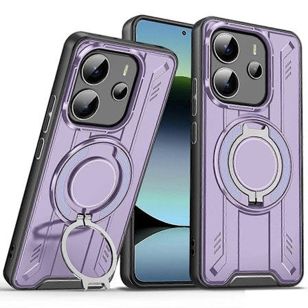 Kompatibel med Xiaomi Redmi Note 14 4G Cover Kompatibel med MagSafe Roterende Ring Støtteben PC + TPU Stødsikker-lingling}