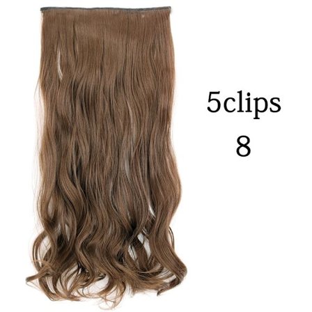 Syntetisk 22 32 tum 5 Clips Hårförlängning Värmebeständig falska hårstycken Långa vågiga frisyrer Clip In Hair Extensions