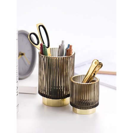 Makeup Penselholder Organizer, Krystal Kosmetik Makeup Pensel Glas Pensel Opbevaringsholder, Vintage Make Up Pensel Kop Pen Blyant Holder stribet vase