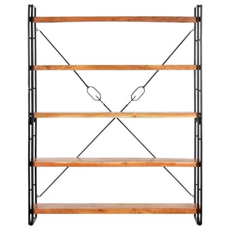 Vidaxl Bokhylla Med 5 Hyllor 140x30x180 Cm Massivt Akaciaträ Brun