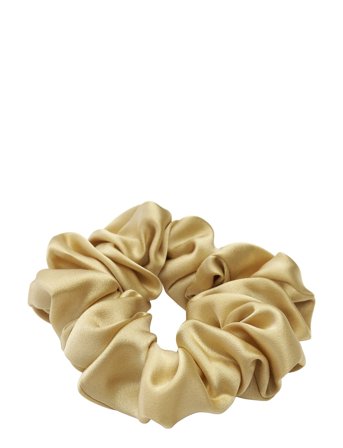 Lenoites Mulberry Silk Scrunchie - Gold - ONE SIZE