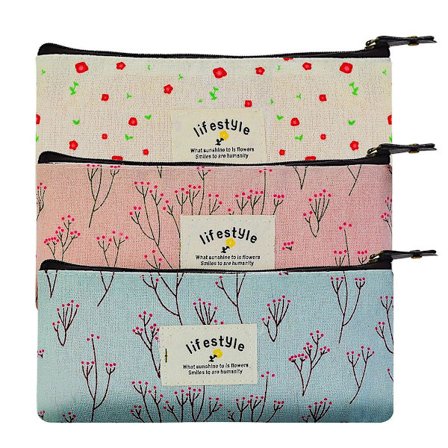 Landlig Blomster Blyantpennveske Kosmetikk Sminkeveske Sett Med 3