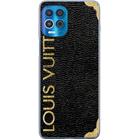 Motorola Edge S Genomskinligt Skal Louis Vuitton lyx mode affisch svart guld design varumärke exklusivt elegant konst