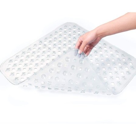 Brusebadmåtte, 53x53cm skridsikker badekar måtte, skridsikker firkantet brusebadsmåtte med sugekopper, skridsikker måtte, maskinvaskbar, transparent