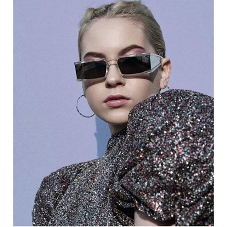 Fashion Rectangle Small Sunglasses Women Luxury Brand Mirror Clear Lens New 2023