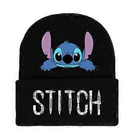 Lilo & Stitch Tegneserie Trykt Voksen & Børn Strikket Hue med Kant Vintervarmer Skihue (B),A