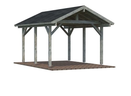Palmako Robert Carport 16 m²/11,7 m², grå impregnerad, Stugor & förråd
