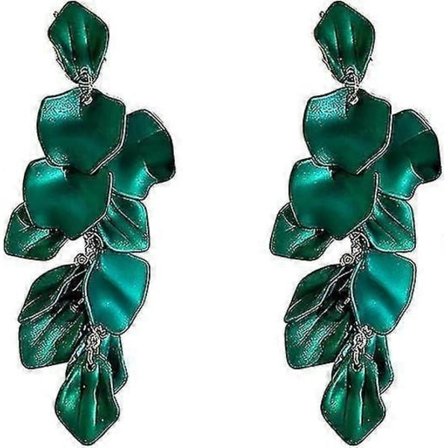 Langt par akryl øreringe med rosenblade, hængende overdrevne blomster øreringe dråbe statement blomster kvast øreringe gave til kvinder piger - Bra 