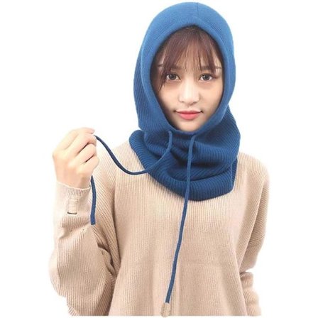 Kvinners Balaclava Hettelue Vinter Kashmir Strikket Lue Ski Mask Ski Hette Utendørs (Himmelsblå)