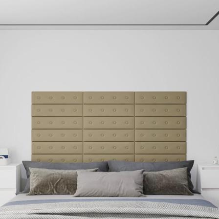 Vidaxl Väggpaneler 12 St Cappuccino 60x15 Cm Konstläder 1,08 M² Brun