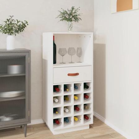 Vidaxl Vinskåp Vit 45x34x100 Cm Massiv Furu Vit