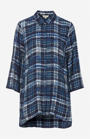 Cellbes of Sweden - Rutete tunika med krage i blå / rutete for damer i størrelse 34/36