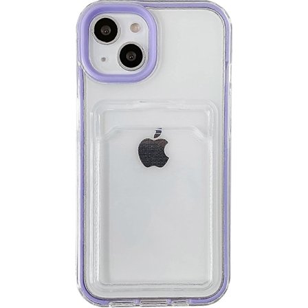 Candy Farve Kortholder Klar Stødsikker Blød Kompatibel med iPhone Case (Rød, iPhone 13 Pro) Purple iPhone 8 7 SE