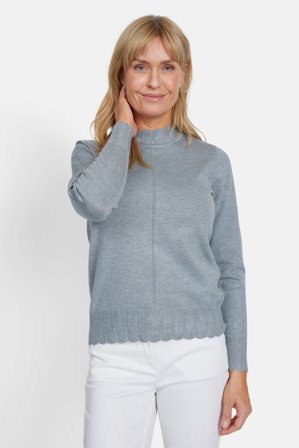 SIGNATURE - Langærmet Strik - Grå - Krave Detalje