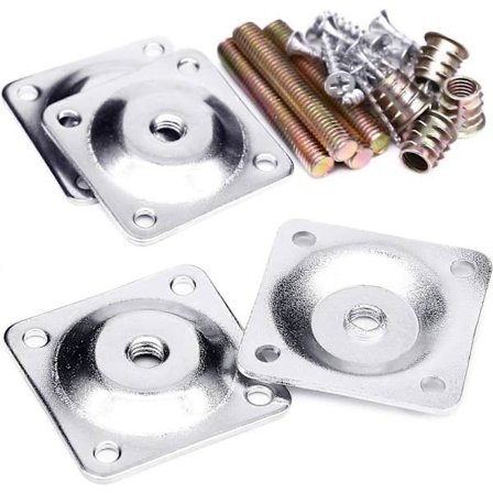 Monteringsplader til ben, møbelbensbeslag, industriel styrke, T-plade 5/16 " (M8) sofaben med hængende bolte, skruer, forstærk svage møbler