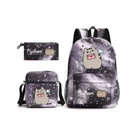 Pusheen Fat Cat Student Ryggsekk Tredelt Sett-8