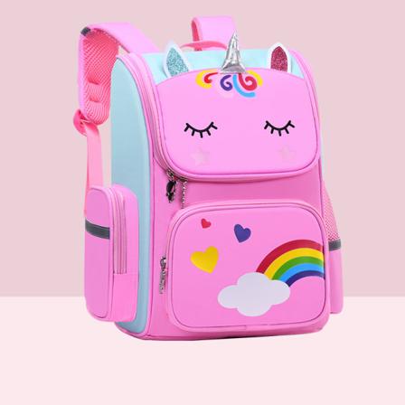 Vandtæt skoletaske til børn Tegnet 3D Unicorn bogtaske rosaröd färg större storlek